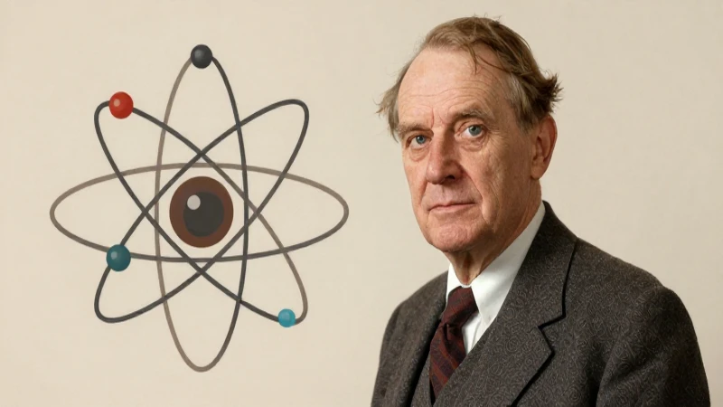 Bohr retratado con modelo atómico antiguo