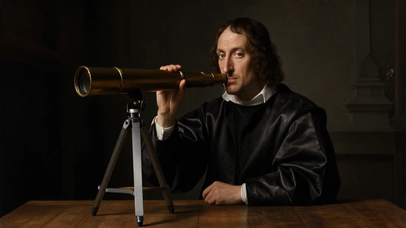 Retrato renacentista con telescopio y claroscuro