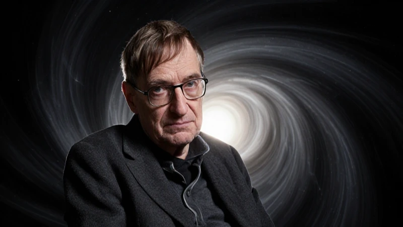 Retrato dramático de Hawking frente a agujero negro