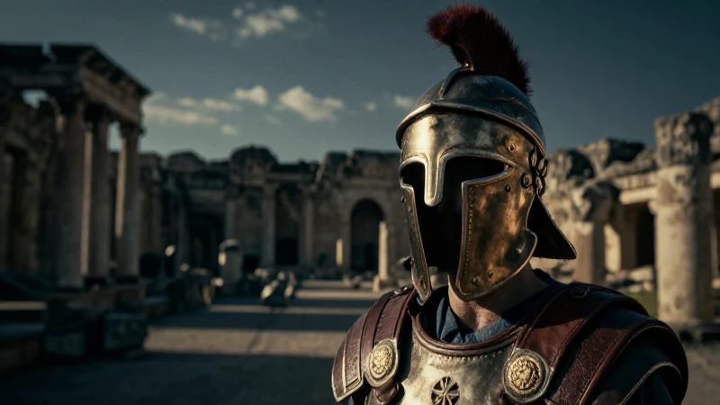 Casco romano, ruinas, luz dramática cinematográfica