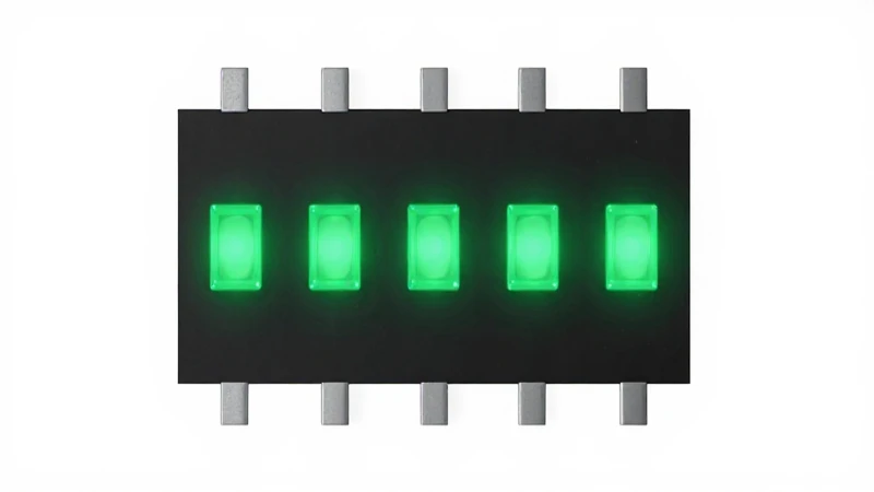 Diagrama simétrico con LED parpadeante, enfocado