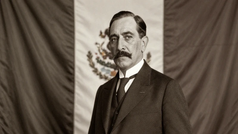 Línea del tiempo de México: Acontecimientos 1920-1940 4 Retrato histórico de Obregón con bandera mexicana