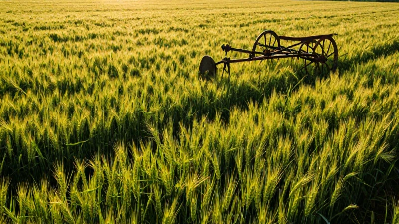 Cuál es la historia de la Agronomía a través del tiempo 7 Campo dorado al atardecer con herramientas antiguas