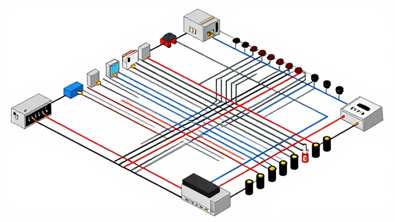 Diagrama eléctrico complejo bajo iluminación brillante