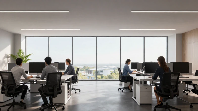 Oficina moderna, colaboración y luz natural amplia