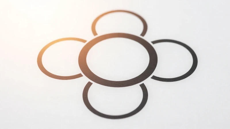 Diagrama organizativo circular con iluminación cálida