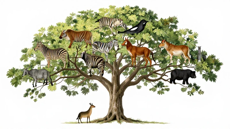 El Esquema de animales: Descubre cómo funciona y su importancia en el reino animal 3 Fauna diversa en ilustración botánica natural