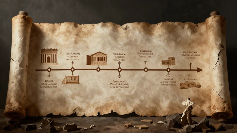 Ruinas romanas ilustradas con iluminación dramática