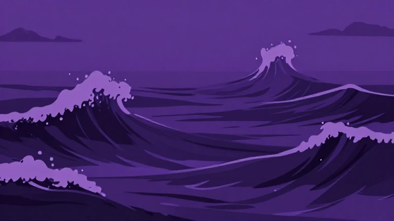 Mar púrpura ondulante, ilustración cinematográfica