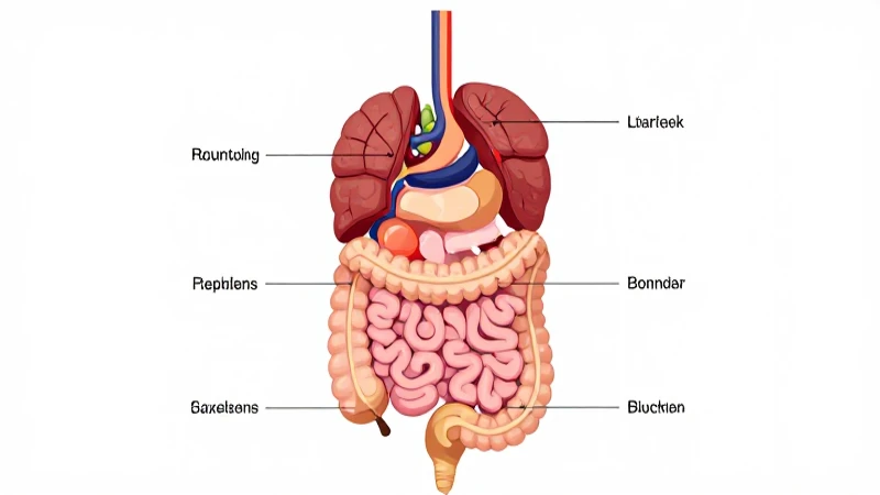 Diagrama vectorial del sistema digestivo colorido
