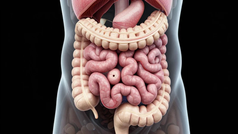 Ilustración científica del sistema digestivo humano