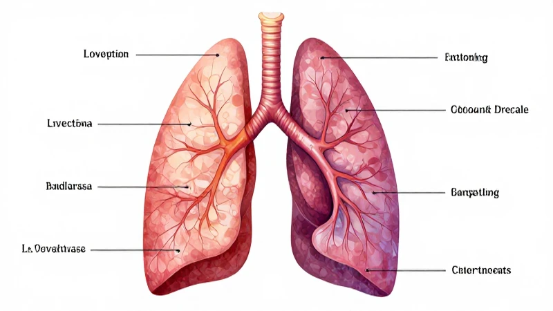 Ilustración anatómica detallada de pulmones humanos