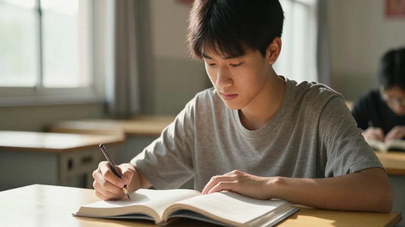 Estudiante estudia con luz cálida y libro