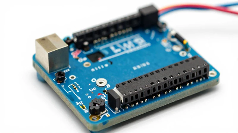 Primer plano nítido de Arduino con cables