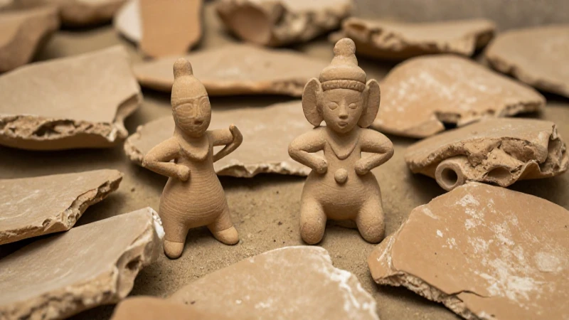 Fragmentos arqueológicos en cerámica de tonos cálidos