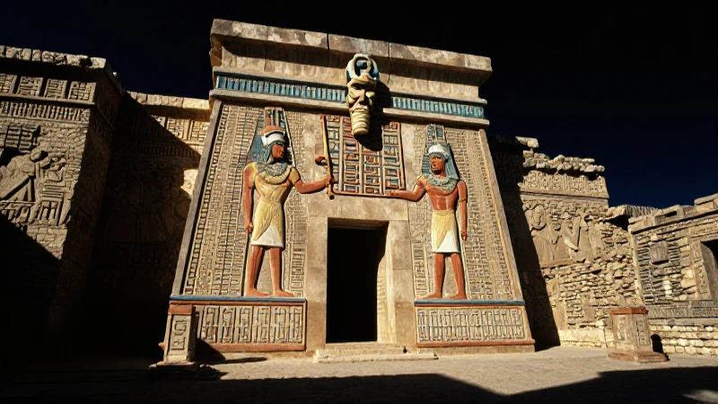 Guerrero azteca en ruinas, colores vívidos