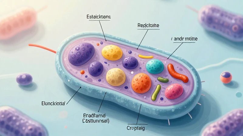 Diagrama bacteriano coloreado muestra su estructura esencial