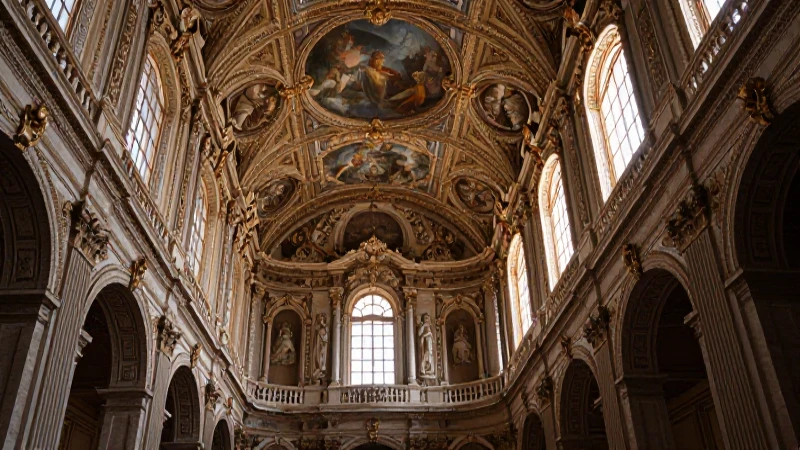 Barroco opulento con cielos frescos y luces dramáticas