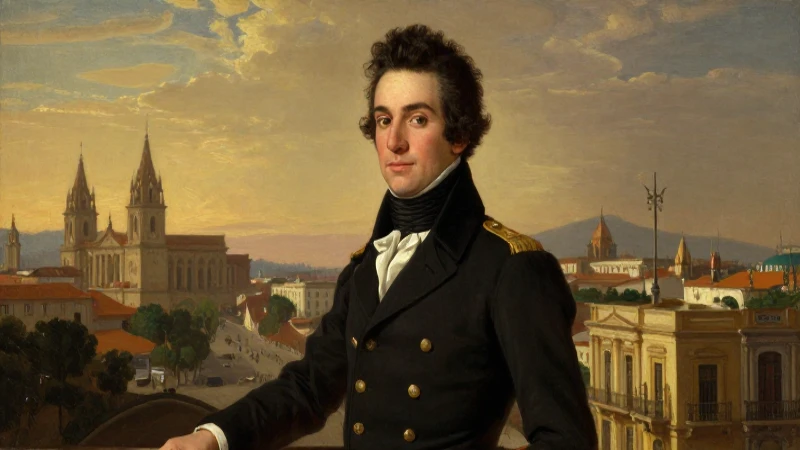 Bolívar joven en Caracas, luz dorada