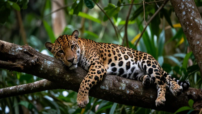 Qué es la biodiversidad en México y su importancia mundial 7 Yaguar descansando en la selva tropical