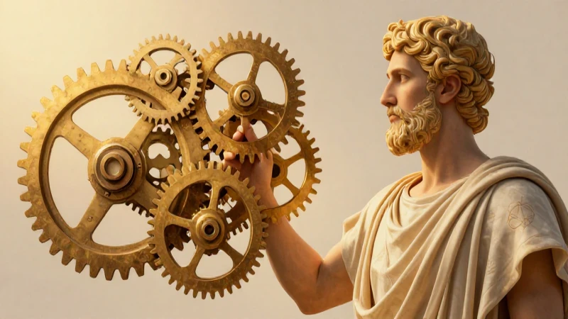 Cuáles fueron la biografía y descubrimientos de Arquímedes 3 Hombre griego con intrincado diseño mecánico dorado