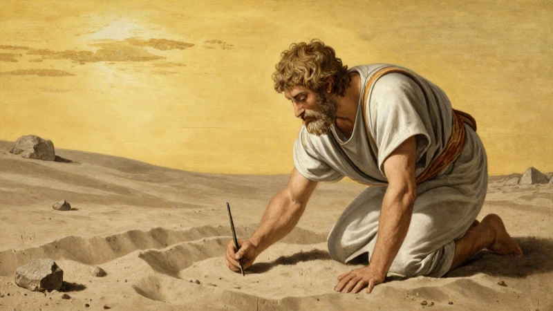 Cuáles fueron la biografía y descubrimientos de Arquímedes 12 Arquímedes dibujando al sol con realismo