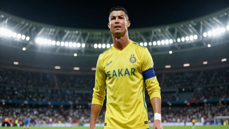 Ronaldo bajo luces dramáticas en estadio