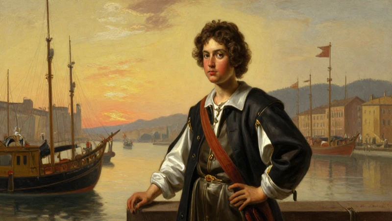 Joven Colón pintado al caer el sol