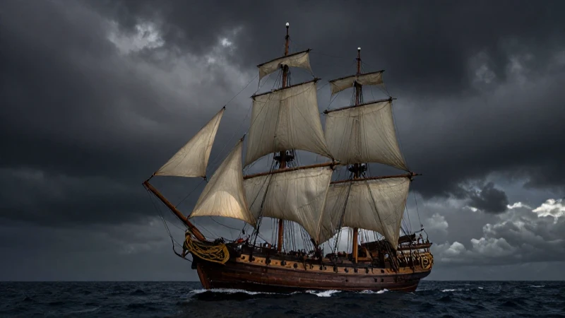 Carabela majestuosa en mar dramático