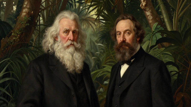 Qué biografía y descubrimientos realizaron Darwin y Wallace 8 Retratos victorianos de Darwin y Wallace, selva cálida