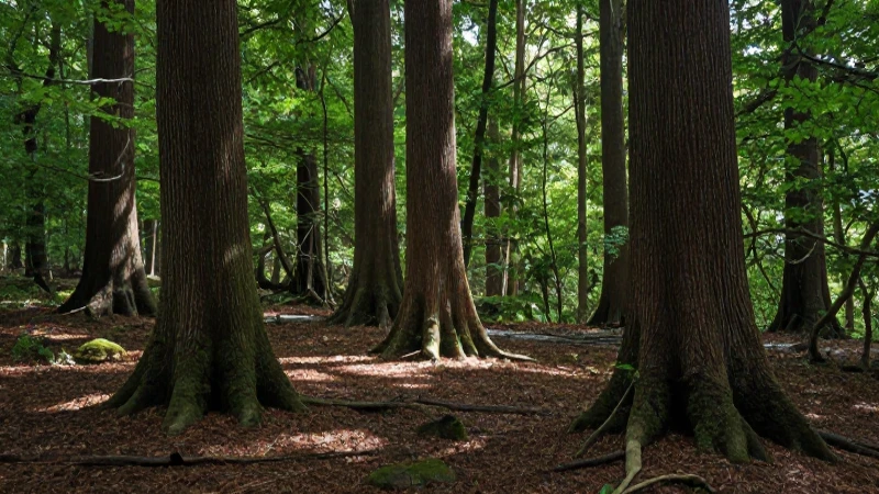 Bosque antiguo, iluminado y detallado