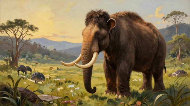 Cuáles son las características de las eras cenozoicas 6 Mamuts pastan en paisaje prehistórico iluminado