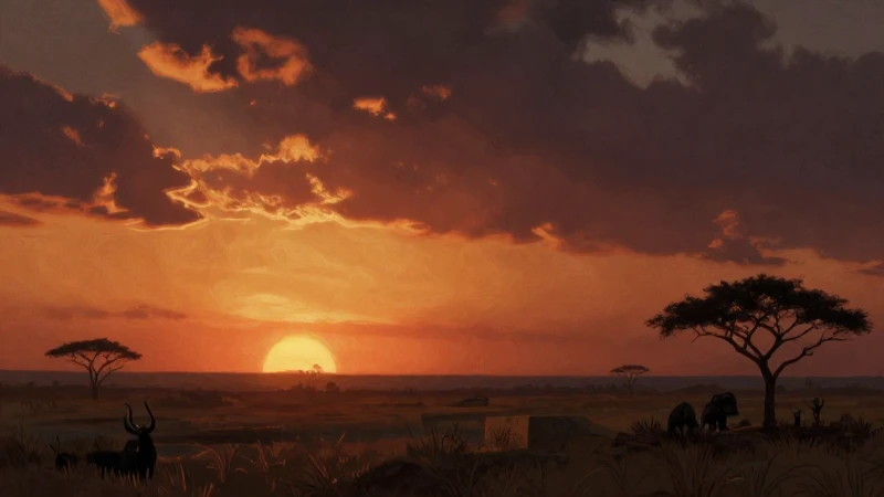 Cuáles son las características de las eras cenozoicas 7 Paisaje antiguo con fauna al atardecer pintado
