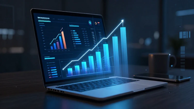 Gráfico empresarial moderno en pantalla portátil
