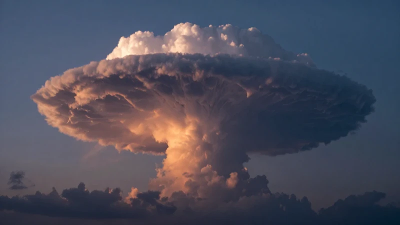 Cielo amenazante con nubes fungiformes