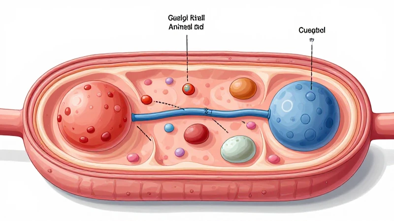 Esquema de la Célula Animal: Una Visión Detallada 5 Ilustración científica de célula con aparato de Golgi