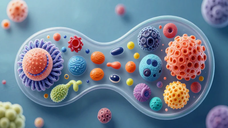 ¿Qué es un Esquema célula y cuál es su importancia? 4 Célula estilizada con detalles vibrantes al microscopio