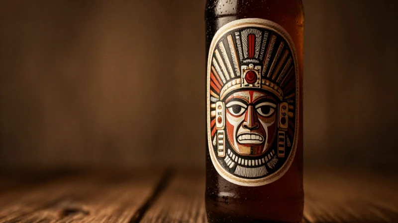 Botella retro con influencia azteca, cálida
