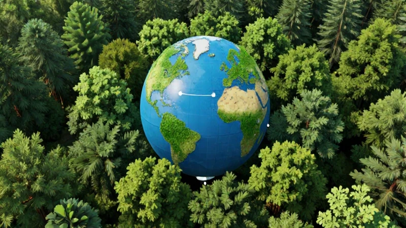 Ilustración científica del ciclo global del carbono