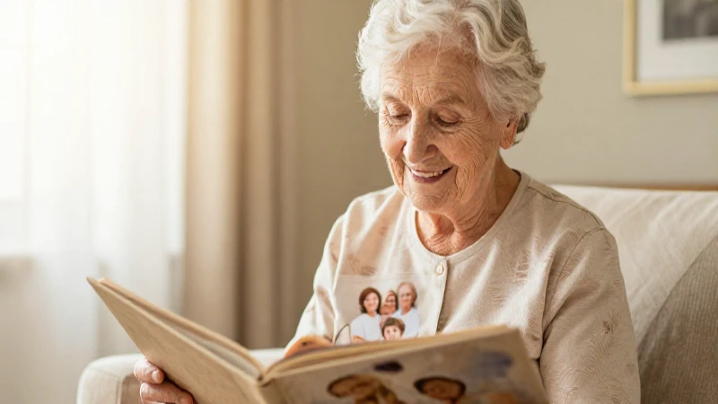 Cuál es el ciclo de vida humano en una línea del tiempo 9 Mujer mayor sonriendo evoca recuerdos familiares cálidos