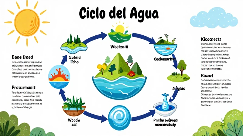 Diagrama colorido ilustra el ciclo del agua