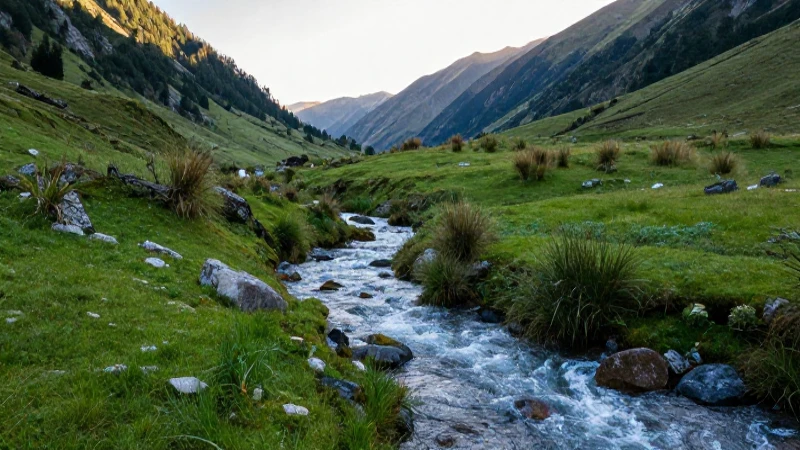 Paisaje vibrante muestra ciclo vital del agua