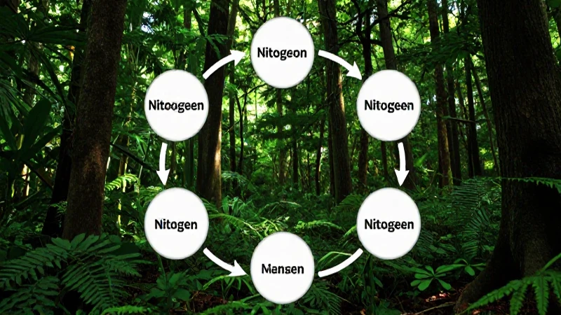 El ciclo del nitrógeno: Un proceso fundamental para la vida en la Tierra 6 Ciclo del nitrógeno, bosque verde, claroscuro dramático