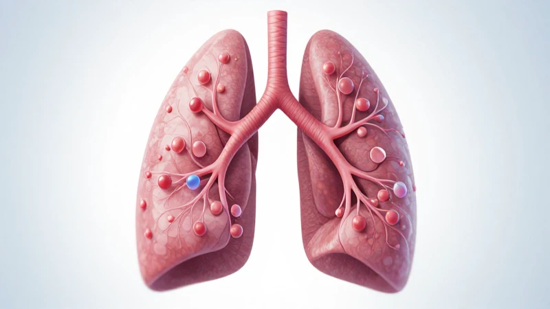 Ilustración científica de pulmones con oxígeno