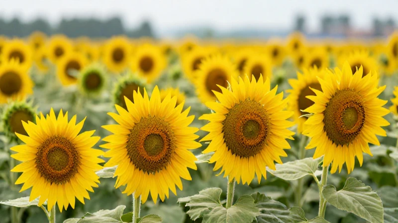 Girasoles en campo con luz natural