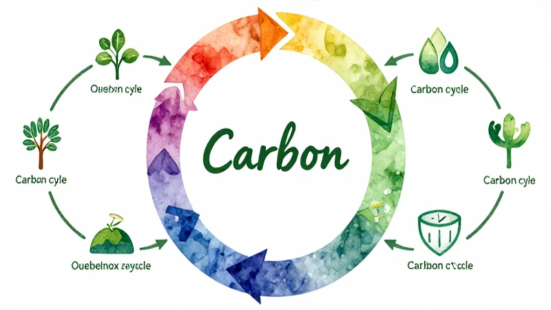 Esquema de los ciclos biogeoquímicos 3 Ilustración vibrante del ciclo del carbono