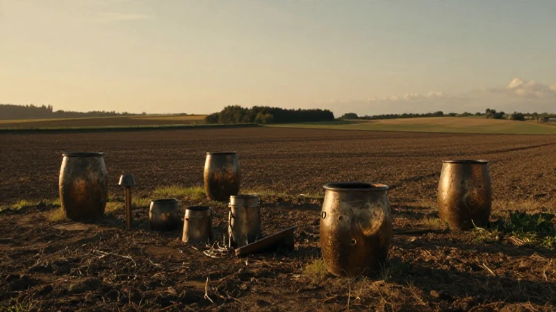 Herramientas antiguas en campos, luz cinematográfica