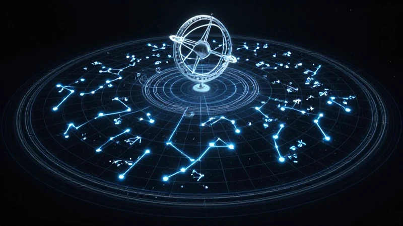 Instrumentos celestes, mapa estelar con luz dramática