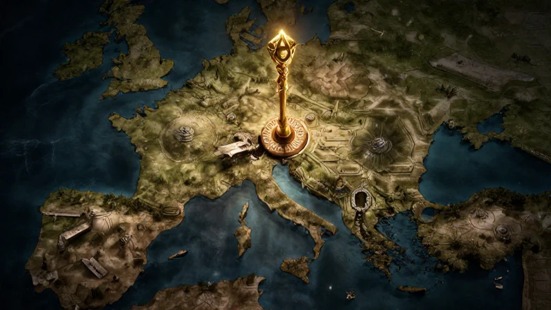 Civilización hebrea: líneas de tiempo sobre su rica historia 3 Mapa antiguo, cetro dorado, iluminación dramática