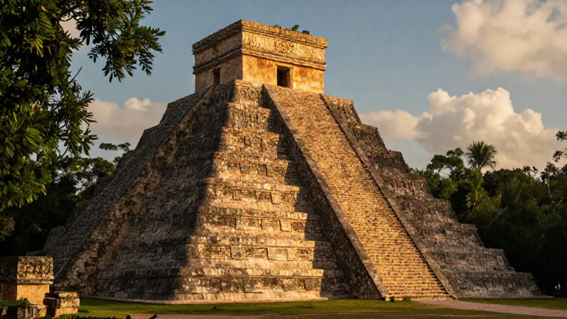 Dónde se ubican las civilizaciones andinas y mesoamericanas 7 Pirámide maya antigua bajo luz dorada